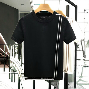 Pull en maille à col roulé pour homme, coupe classique, manches courtes, uni, décontracté, 100 % coton, 300 g, PRIMEAGE INDUSTRIES, Printemps Automne 2025 - Product Image 2