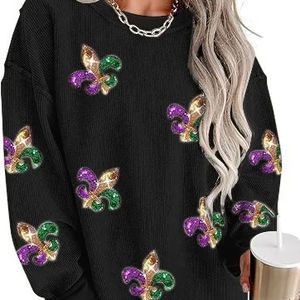 Nueva llegada Nuevo diseño Mardi Gras Ropa de manga larga para mujer 2024 Lentejuelas Mardi Gras <span class=keywords><strong>Sudadera</strong></span> - Product Image 1