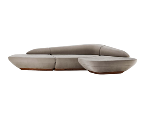 Canapé convertible moderne de haute qualité, style crème, à dossier bas, avec structure en bois massif incurvée irrégulièrement, idéal pour villa, appartement ou salon. - Product Image 5