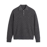 Langärmliger Herren-Polopullover mit Geripptem Strickkragen Stretch-Kragenverschluss Lässig Große Größen Plus Size Oversize Relaxed Fit 6XL 7XL