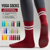 Chaussettes de yoga pour femmes, antidérapantes, en silicone, mi-mollet, en coton, chaussettes de sport, chaussettes de danse, chaussettes de Pilates
