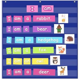 <b>Pocket</b> Chart 7 <b>Pockets</b> Blue Durable <b>Plastic</b> Flip Chart For Classroom Teaching Supplies Age 3-6 Years - Product Image 1