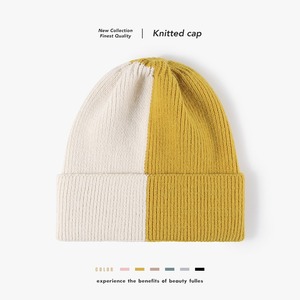 Gorro de Punto con Bloques de Color Cruzados Izquierdo y Derecho, Gorro Cálido y Frío con Protección para las Orejas para Adultos - Product Image 1