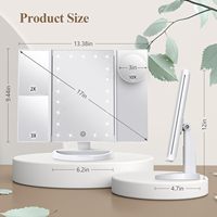 Miroir de maquillage de bureau pliable CF à commande tactile, double alimentation, grossissement 2X/3X/10X, miroir de vanité pliable avec éclairage