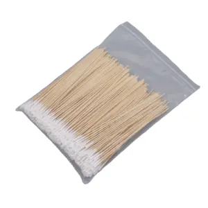 100% Pure Cotton 15cm Medical Single Applicators 6 Inch Birch Wooden Sterile Cotton Swabs Cotton Tip