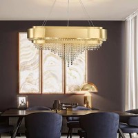Lustre en cristal K9 doré de luxe, luminaire suspendu rond moderne, lampe suspendue en cristal pour villa, salon, hall d'hôtel