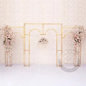 Wedding Arch Flower Arch Stage Backdrop Metal Truss Arch Decoration Cuboid Arc Background Gold Stand Props Round Backdrop Stand