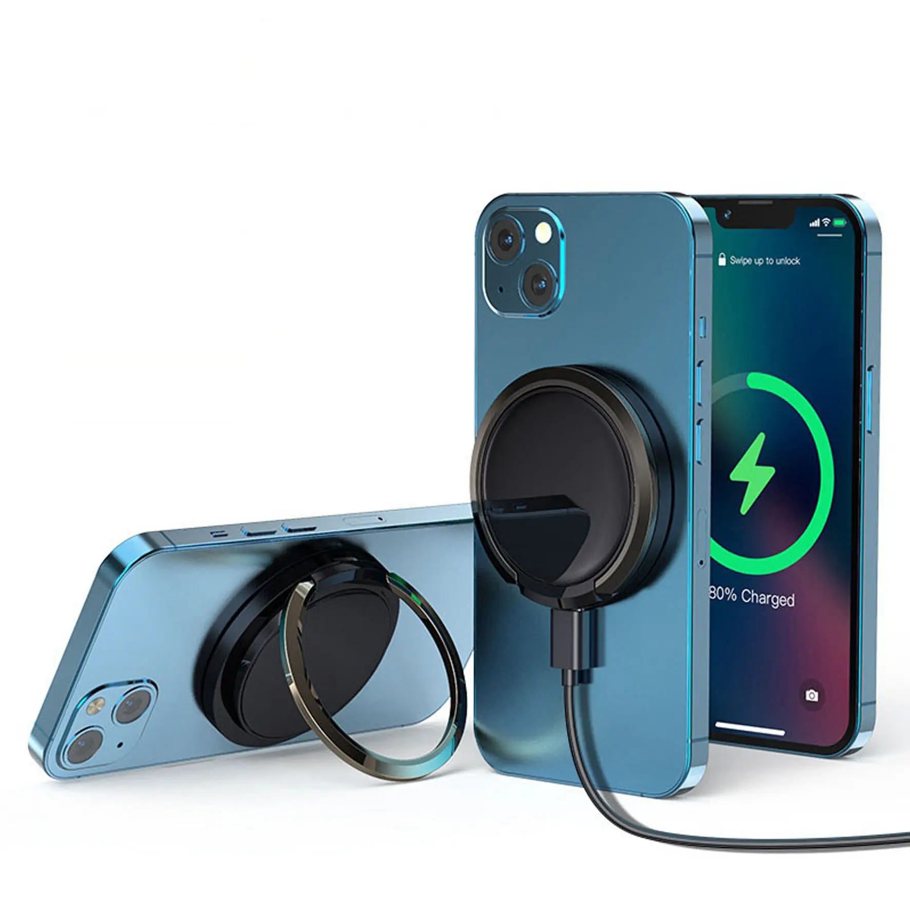 Kicks tand Magnetic 15W Wireless Charger mit Zink ring und Acryl platte