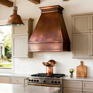 Campana Extractora de Cobre Hecha a Mano con Diseño Cónico Personalizado, Montada en la Pared, Estilo Rústico - Product Image 1