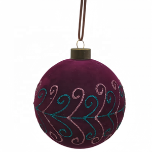 Set di 3 pezzi viola rosso ornamento di natale con paillettes appeso albero di natale pallina di vetro soffiato a mano palla decorazione natalizia - Product Image 4