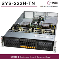 Serveur en rack 2U SYS-222H-TN, double processeur Intel Xeon série 6700, 32 DIMM, 8 To DDR5 RECC, PCIe 5.0, serveur cloud de virtualisation IA