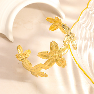 Floral Patchwork <b>Bracelet</b> 18k <b>Gold</b> Plated <b>Adjustable</b> Women's Jewelry Fashion Accessory - Product Image 4