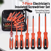 Jeu de tournevis isolés 1000V, kit d'outils d'électricien, tournevis à manche rouge avec sac de rangement, outils de réparation électrique