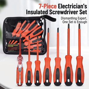 Insulated Screwdriver Set 7 Piece 1000V Red Handle Electrician <b>Tools</b> <b>Kit</b> For Home Repair - Product Image 1