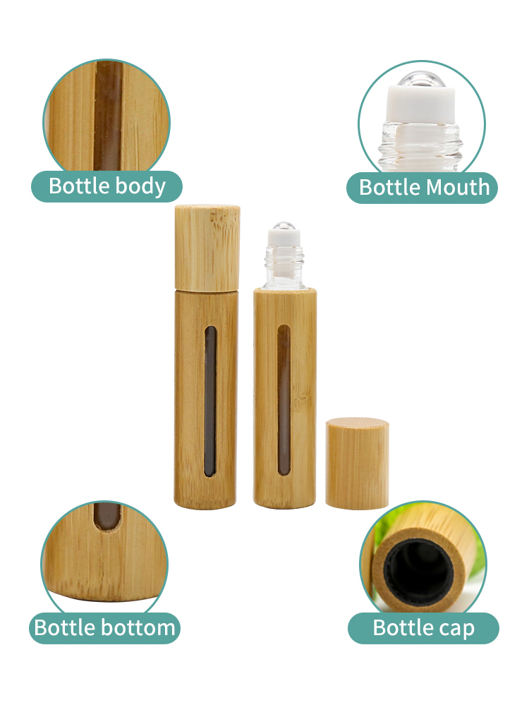 Recyclable Bamboo Serum Essential Oil Roller Bottles 3ml 5ml 10ml
