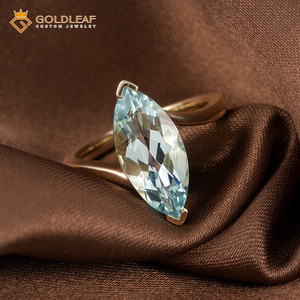 Goldleaf Custom 14K Gold Marquise Cut Lab Grown Sapphire Ring Prong Setting Classic Style for <b>Gift</b> Daily Anniversary - Product Image 1