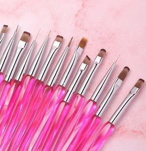 Nouveau cristal violet Nail Art pinceaux grand carré rond peinture stylo ongles Liner brosse ongles brosse ensemble - Product Image 4