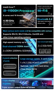 Máy Tính Để Bàn Máy Tính Bán Chạy Núc Intel UHD Đồ Họa I9-11900H Wifi6 Bt 5.2 64GB Ddr4 8 Core 16 Chủ Đề Windows 10/11 Chơi Game Mini PC - Product Image 3