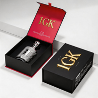 Boîte cadeau de parfum magnétique de luxe, logo en relief or rose, emballage en carton rigide noir mat avec insert en mousse EVA personnalisé
