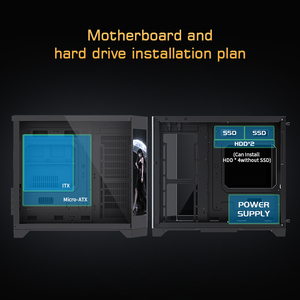 Lovingocool 2025 mới chơi game PC trường hợp hai mặt kính Micro ATX trường hợp máy tính tháp giữa chơi game PC Chassis với LCD hiển thị - Product Image 5