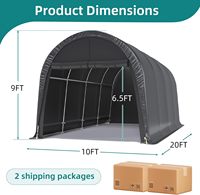 Abri de voiture 10x20 pieds, robuste, portable, simple, toit en arche tout acier, imperméable, pour une seule voiture, abri de stockage extérieur