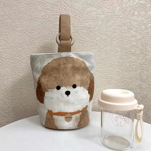 <b>Portable</b> Canvas Bucket Bag Cylindrical Printing Lining Polyester For Everyday Use Spring 2024 - Product Image 2