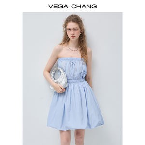 <span class=keywords><strong>Robe</strong></span> jaune ample sans bretelles VEGA CHANG avec corsage froncé élastique et ourlet bouffant, <span class=keywords><strong>robe</strong></span> d'été décontractée légère et douce - Product Image 4