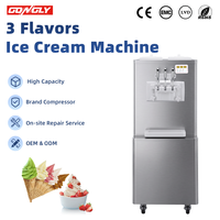 Machine à crème glacée molle sur pied de haute qualité, commerciale, à 3 becs, avec pompe à air