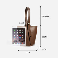 Tas Selempang Kulit Sapi Asli Minimalis Wanita, Tas Bucket Kulit Split Mewah dengan Logo Custom, OEM ODM