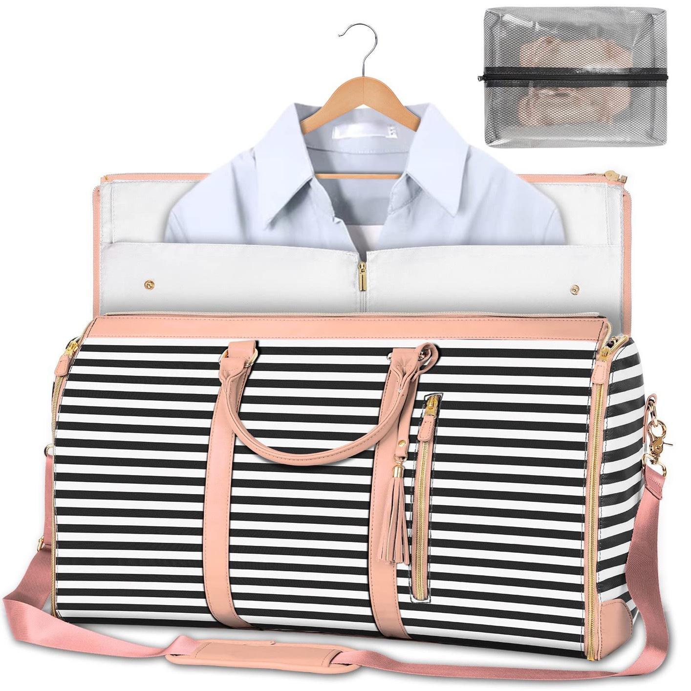 0528#B Black and Pink Stripes + Toiletry Bag