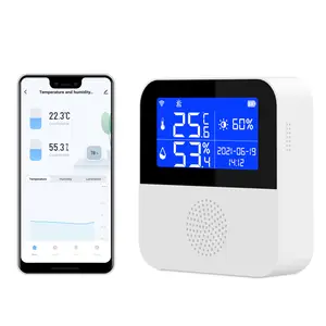 Sensor de temperatura y humedad con pantalla Digital inalámbrica Tuya Smart Wifi de alta calidad con alarma de 85db, volumen de sonido, HF-90W