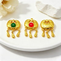 Pendentif de serrure en cuivre antique plaqué avec le caractère Fu chinois traditionnel et un pompon en forme de gourde, breloque polyvalente pour bijoux DIY