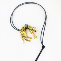 Kalung Liontin Leopard Anti Luntur Model Mesh, Perhiasan Mewah Ringan Bambu, Fashionable, Niche Lintas Batas, High-End, Serbaguna