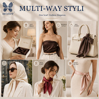 Foulard carré en satin de soie de luxe aristocratique avec nœuds, motifs à carreaux et rayures, doux et soyeux, ourlet roulotté à la main, impression personnalisée pour cadeau