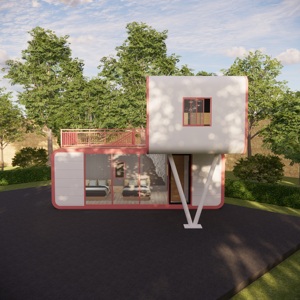 Venta Directa Global: Casa Móvil Prefabricada de Lujo Moderna de 20 y 40 Pies con Terraza y Escaleras, Modelo Apple Cabin - Product Image 1