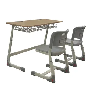 Fábrica de mobiliario de aula ajustable al por mayor escritorio y silla de escuela de metal mesa de aula para escuela primaria secundaria