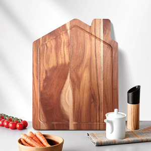 Planche à découper en bois d'acacia rectangulaire avec canal de drainage pour légumes, fruits et viande - Product Image 2