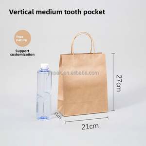 Custom Size Luxury Kraft Paper Shopping <b>Bag</b> Hand Length Handle Recyclable Biodegradable Food Grade Material Promotion - Product Image 6