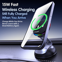 Chargeur de voiture sans fil magnétique en alliage de zinc à aspiration sous vide 15W avec LED RGB à éclairage ambiant et refroidissement par air pour tableau de bord - Vente en gros