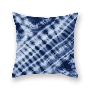 Bohemian Designer Sofa Cushion Cover With Zipper Indigo Shibori Tie Dye Block Print Pillow Case