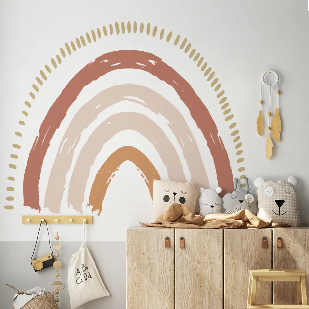 Funlife Boho Rainbow Wall Decal For Kid Room Wall Art Sticker Peel and Stick Wall Decals for Kids Room Nursery