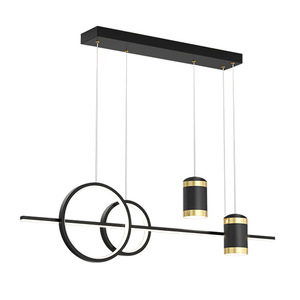 โคมไฟเพดานรูปดาว LED แบบยาวสำหรับห้องรับประทานอาหาร พร้อมระบบควบคุมด้วยเสียง สีดำทอง - Product Image 2