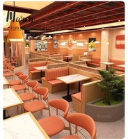 Ensemble de mobilier moderne pour hôtels et restaurants commerciaux : table à manger en bois massif, chaises et banquettes écologiques et durables pour cafés et restaurants rapides