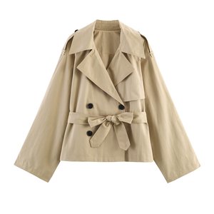 TAOP&ZA <span class=keywords><strong>Manteau</strong></span> décontracté pour <span class=keywords><strong>femme</strong></span> style européen et américain, été 2026, à manches longues, col chemise, épaulettes rembourrées, avec <span class=keywords><strong>ceinture</strong></span> 6318233 - Product Image 1
