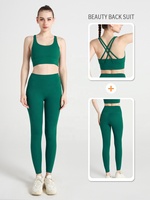 Ensemble de yoga pour femme : Soutien-gorge de sport, Leggings de fitness et de course à dos croisé, taille haute, effet push-up, respirant, couleur unie
