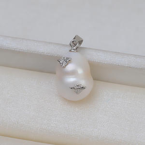 Pendentif en argent S925 avec perle baroque en forme d'abeille, accessoires féminins polyvalents, perle étrangère, plateau creux, composants de bijoux 1939 - Product Image 3