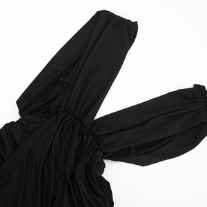 Viviblook D26DS053 Robes pour femmes printemps-été, nouvelle robe élégante et sexy à col en V profond, sans manches, plissée, mini robe de soirée - Product Image 4