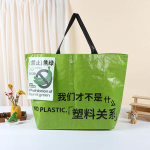 Bolsa de Compras Plegable de Polipropileno Verde Brillante, Tejida, Personalizable, Portátil, de Gran Capacidad, para Regalos, Campamento, <span class=keywords><strong>con</strong></span> Impresión a Color - Product Image 6