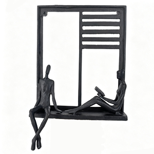 Scultura in Ghisa di Coppia che Legge, Ornamento Astratto in Metallo per Studio, Decorazione per Lettori, Regalo Romantico per Amici Lettori - Product Image 2