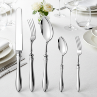 Ensemble de couteaux et fourchettes en acier inoxydable 304 à manche épais, manche en forme de calebasse, couteau de table, fourchette, cuillère à dessert, cuillère à thé et fourchette